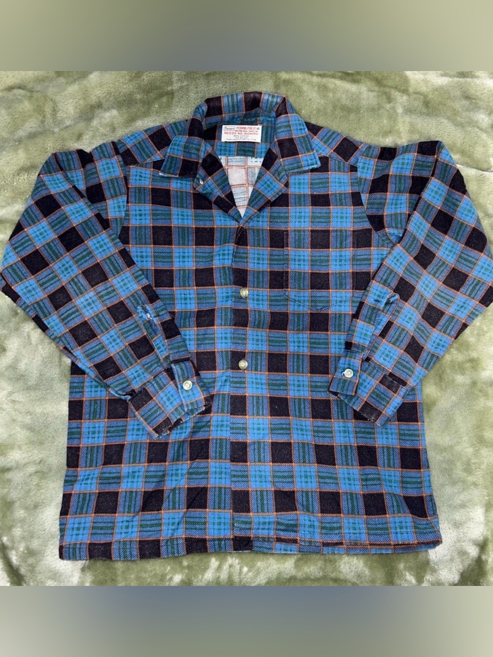 Vintage Kid's Sears Plaid Button-Up Size 10